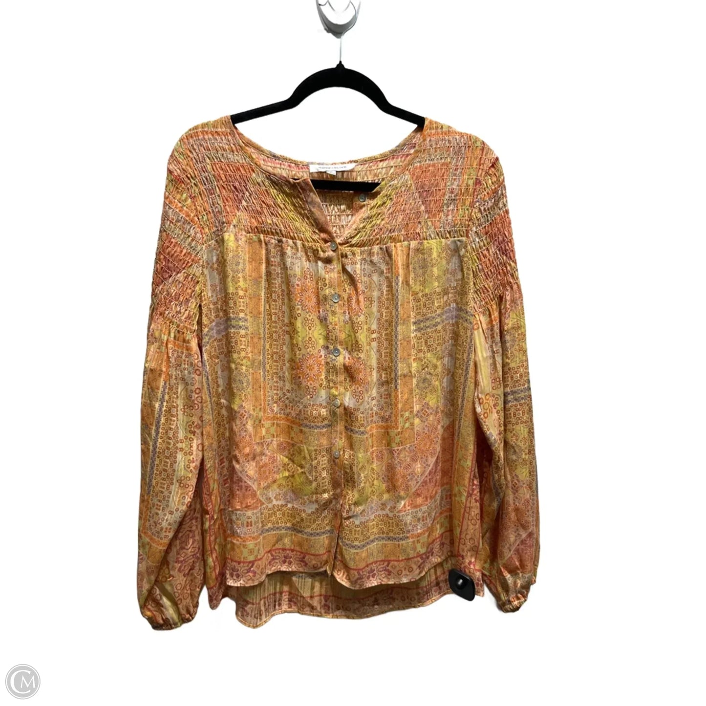 Top Long Sleeve By Rose And Olive In Orange & Yellow, Size: M