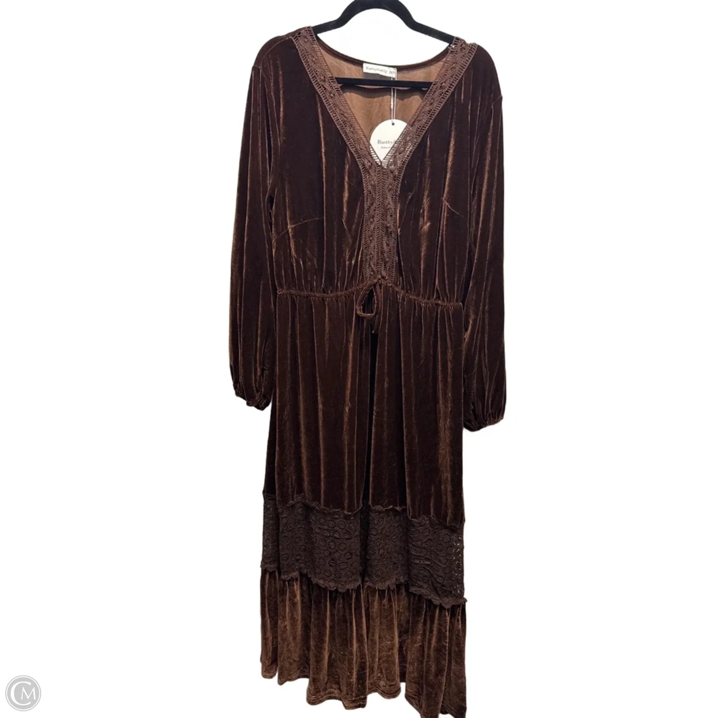 Dress Casual Maxi By Rusttydustty In Brown, Size: 2x