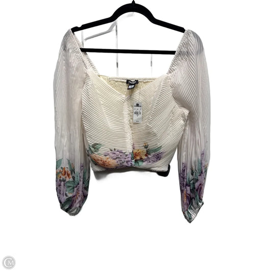 Blouse Long Sleeve By Express In Purple & White, Size: M