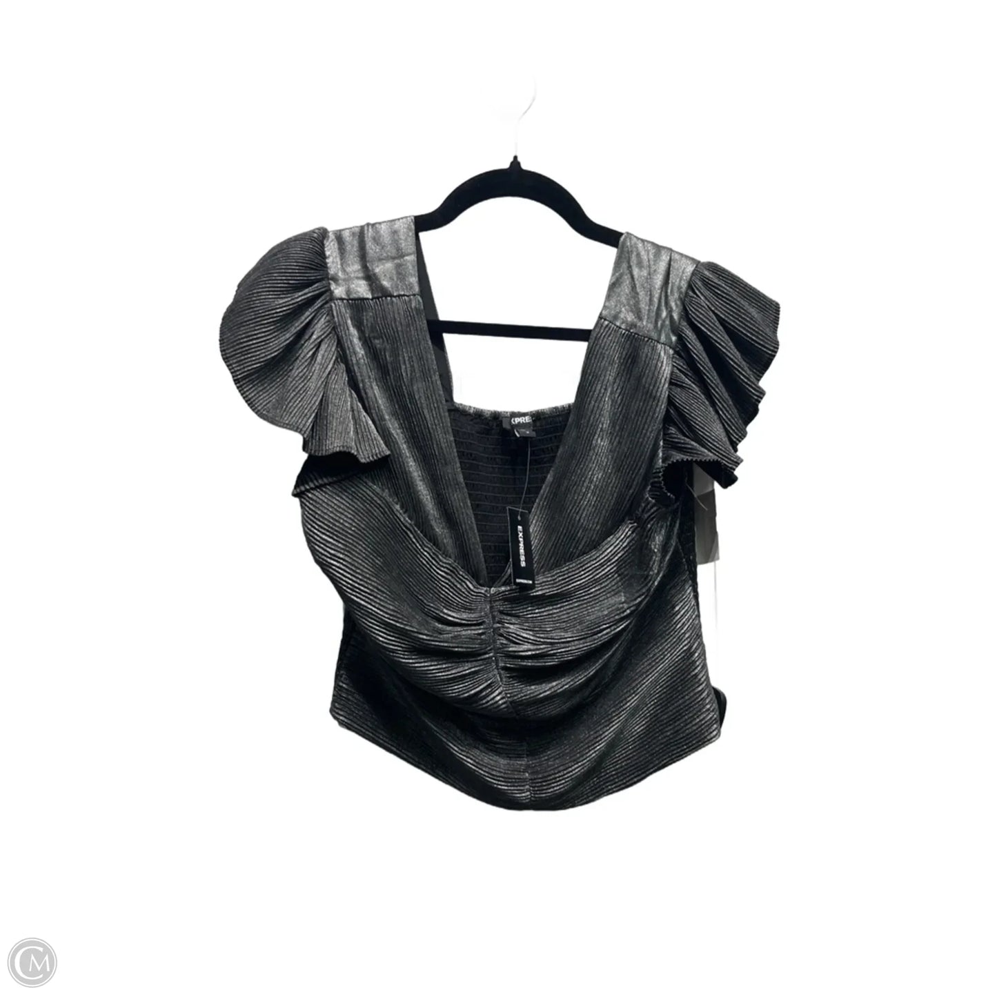 Blouse Short Sleeve By Express In Grey, Size: M