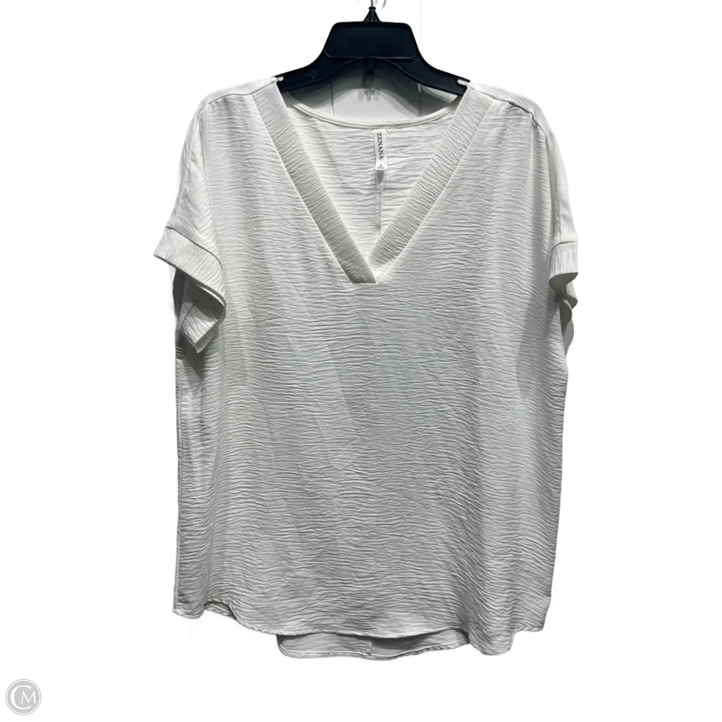 Top Short Sleeve By Zenana In White, Size: L