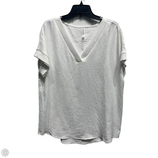 Top Short Sleeve By Zenana In White, Size: L