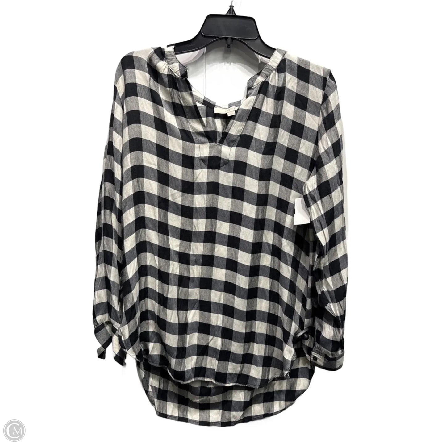 Top Long Sleeve By Loft In Black & White, Size: M