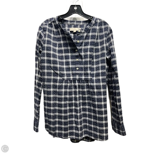 Top Long Sleeve By Loft In Blue & White, Size: M