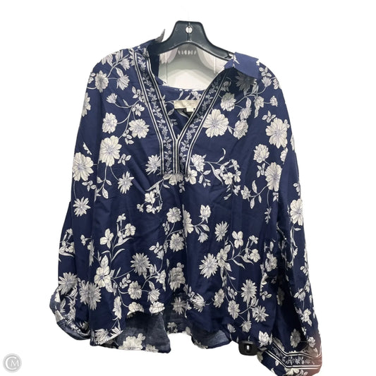 Top Long Sleeve By Loft In Blue & White, Size: Xl
