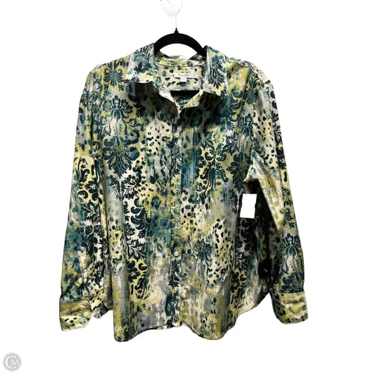 Top Long Sleeve By Chicos In Blue & Green, Size: 14