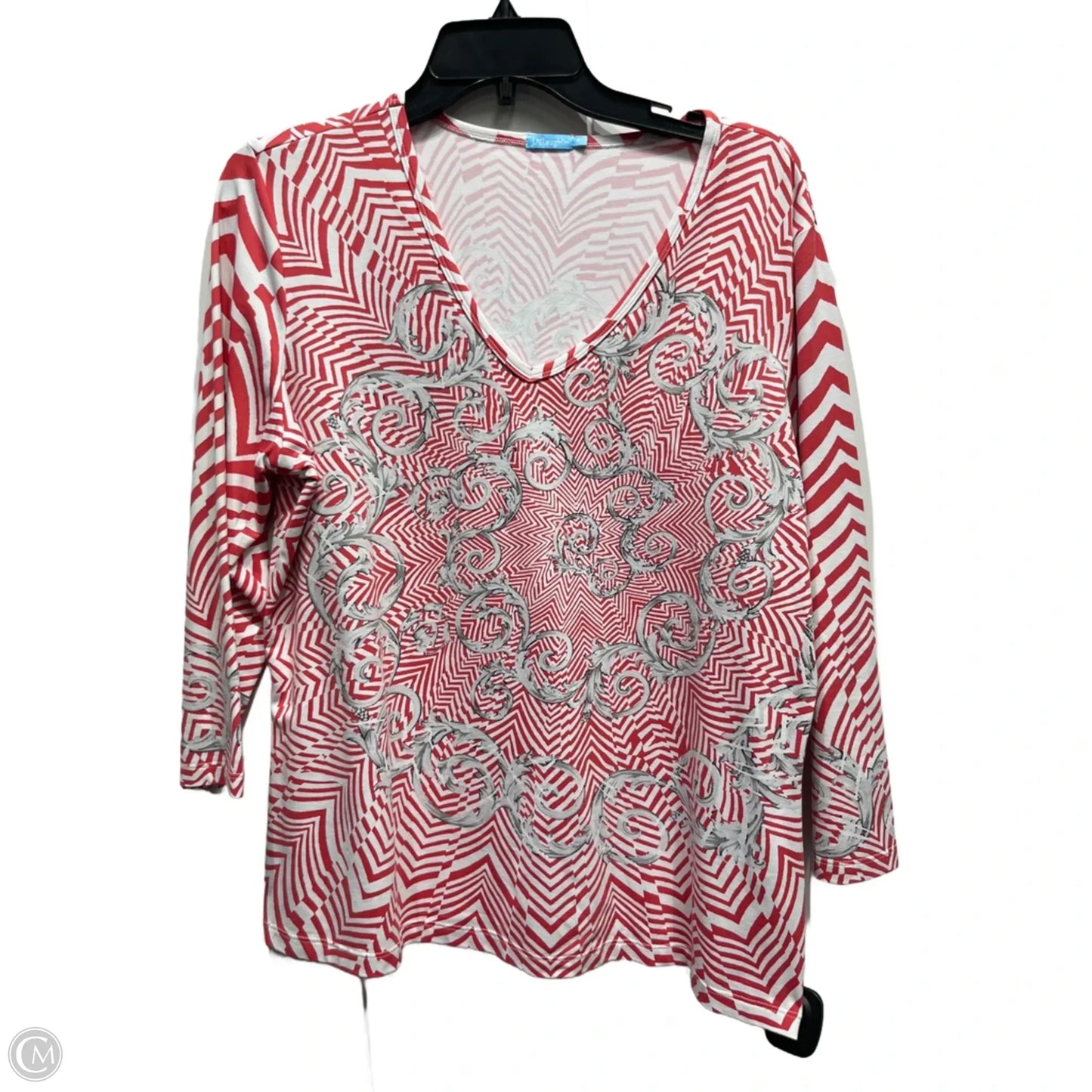 Top 3/4 Sleeve By J Mclaughlin In Red & White, Size: Xl