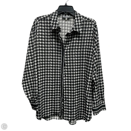 Blouse Designer By Karl Lagerfeld In Black & White, Size: L