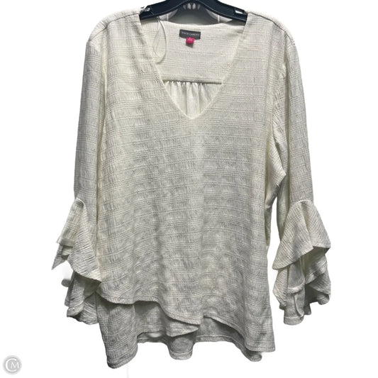 Blouse Long Sleeve By Vince Camuto In Gold & White, Size: Xl