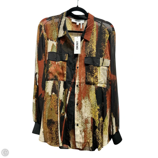 Top 2pc Long Sleeve By Dkny In Black & Orange, Size: Xl