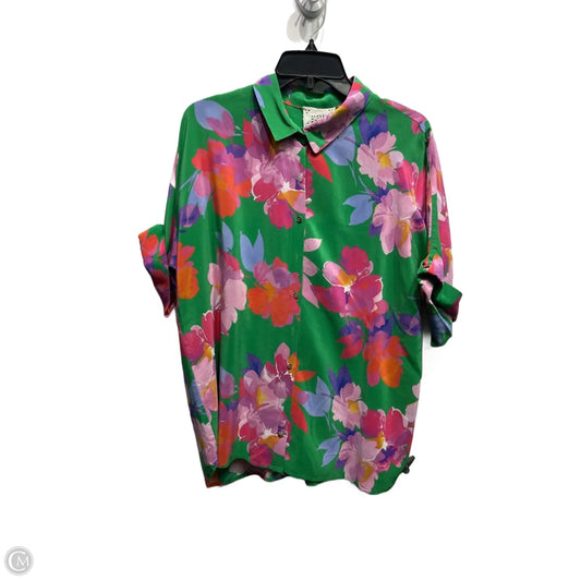 Top Short Sleeve By Johnny Was In Green & Red, Size: M