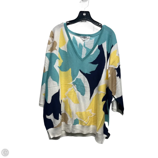 Top Short Sleeve By Chicos In Blue & Yellow, Size: Xl