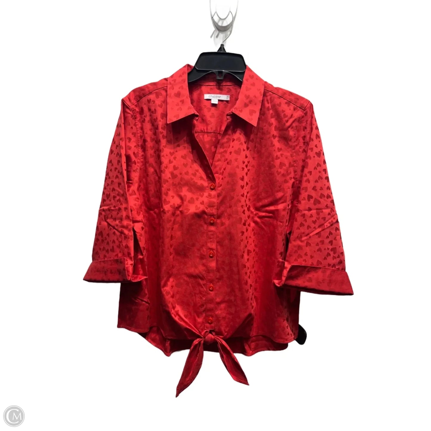 Top Long Sleeve By Chicos In Red, Size: L