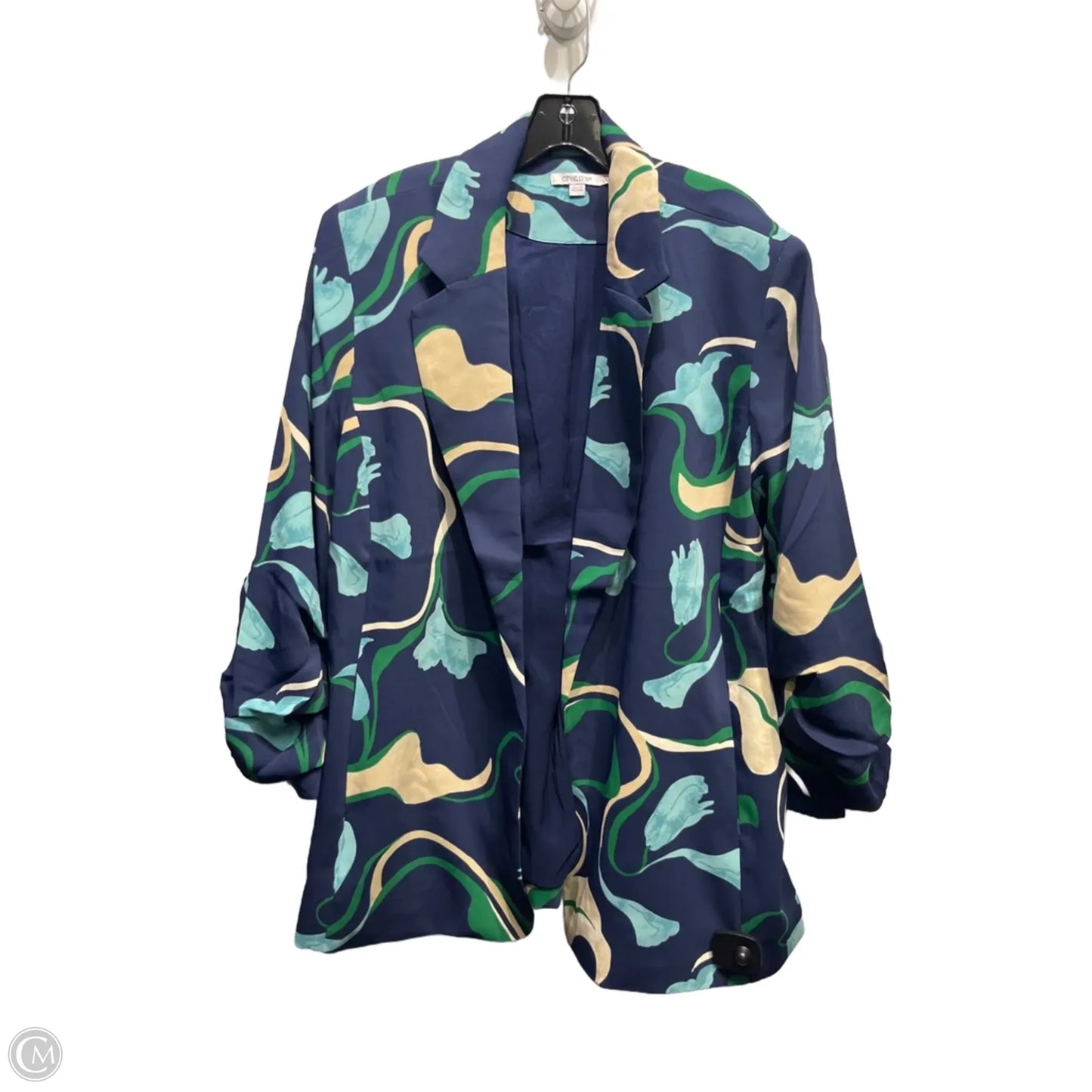 Blazer By Chicos In Blue & Green, Size: Xl