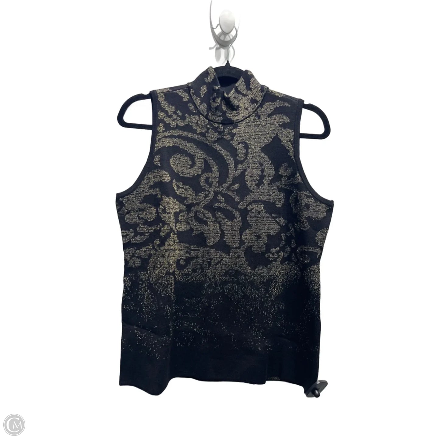 Top Sleeveless By Chicos In Black & Gold, Size: M