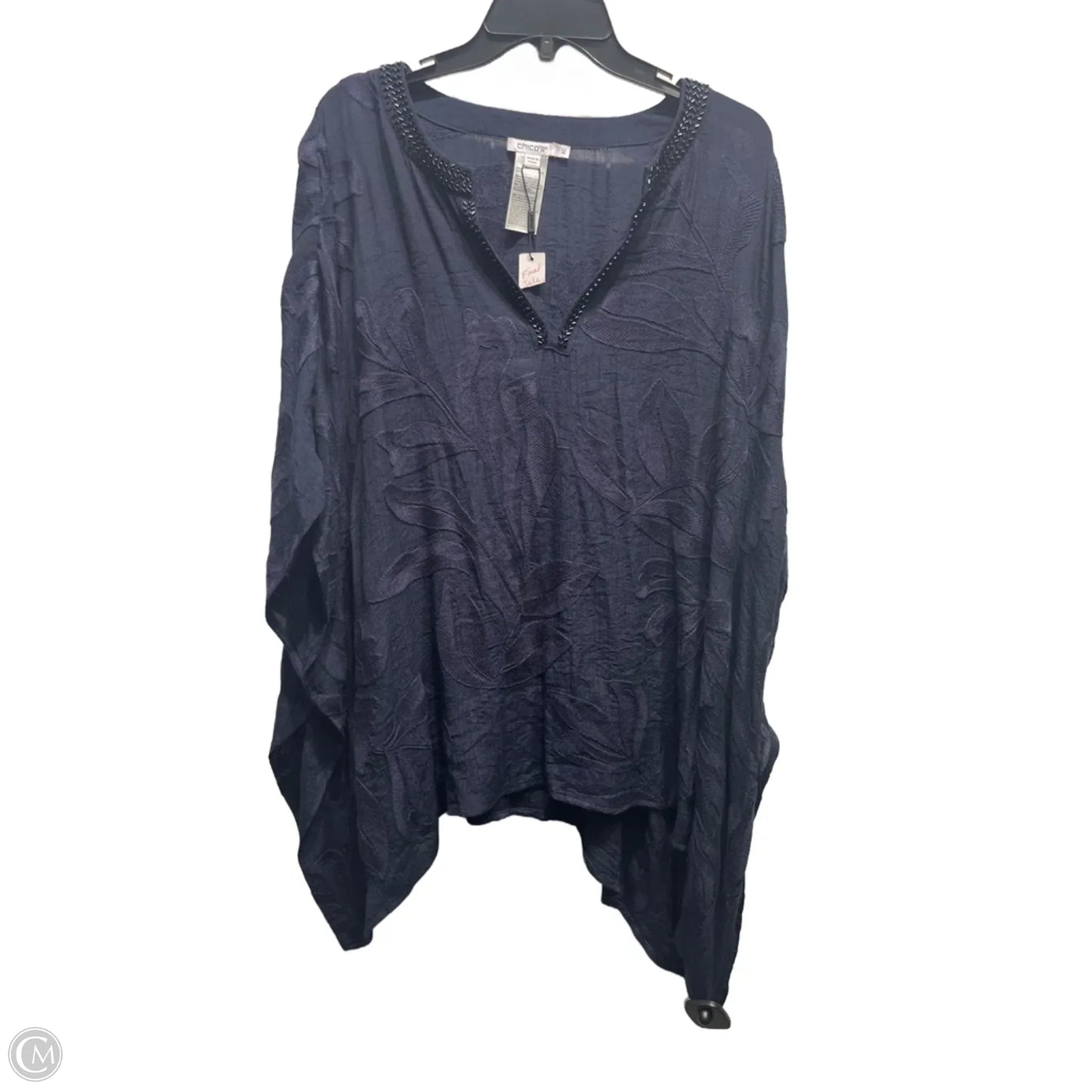 Blouse Short Sleeve By Chicos In Navy, Size: Xl