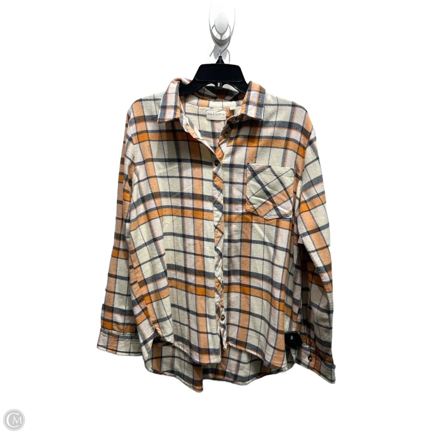 Top Long Sleeve By Clothes Mentor In Blue & Cream, Size: Xl