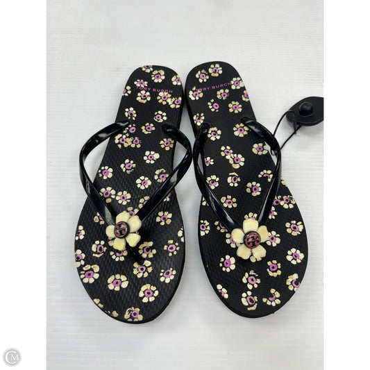 Sandals Designer By Tory Burch In Black & Purple, Size: 10