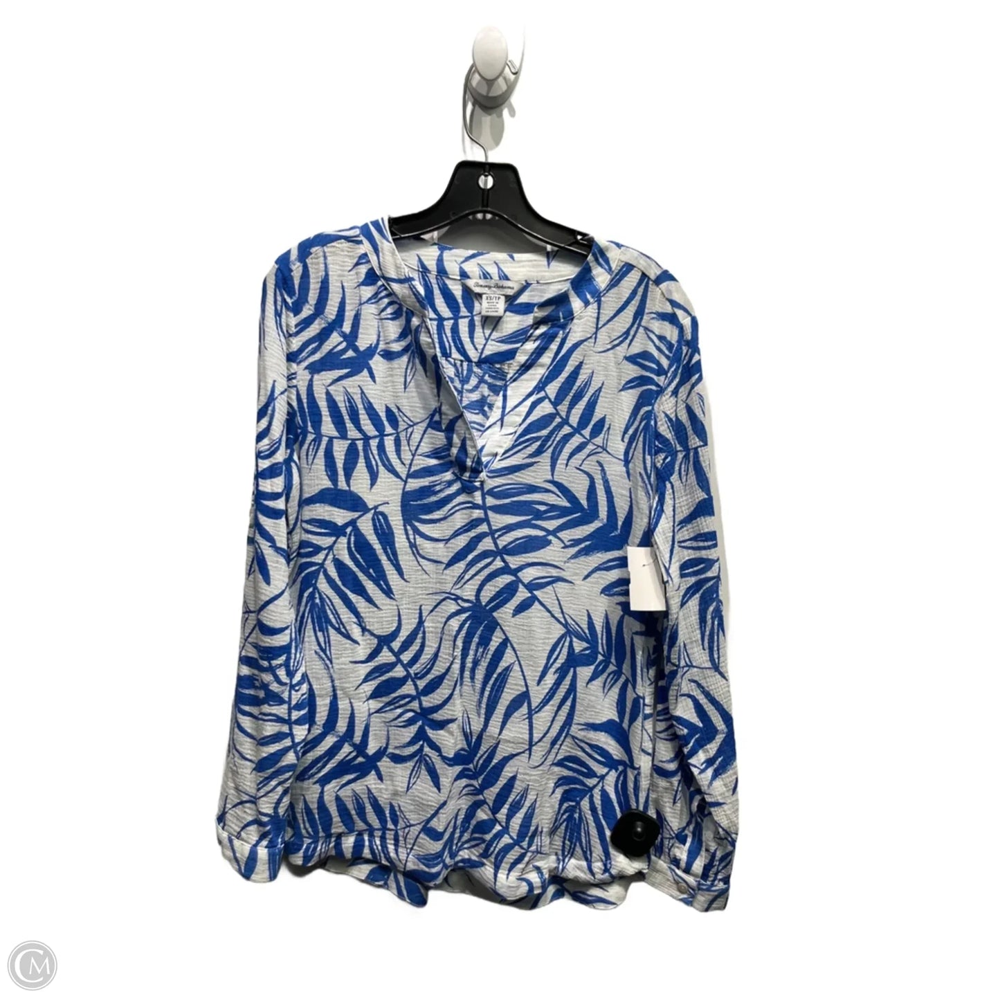 Top Long Sleeve By Tommy Bahama In Blue & White, Size: Xs