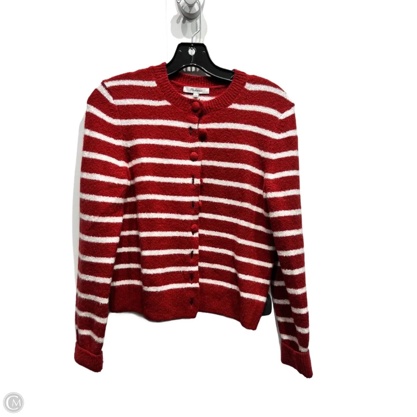Sweater Cardigan By Madewell In Red & White, Size: S