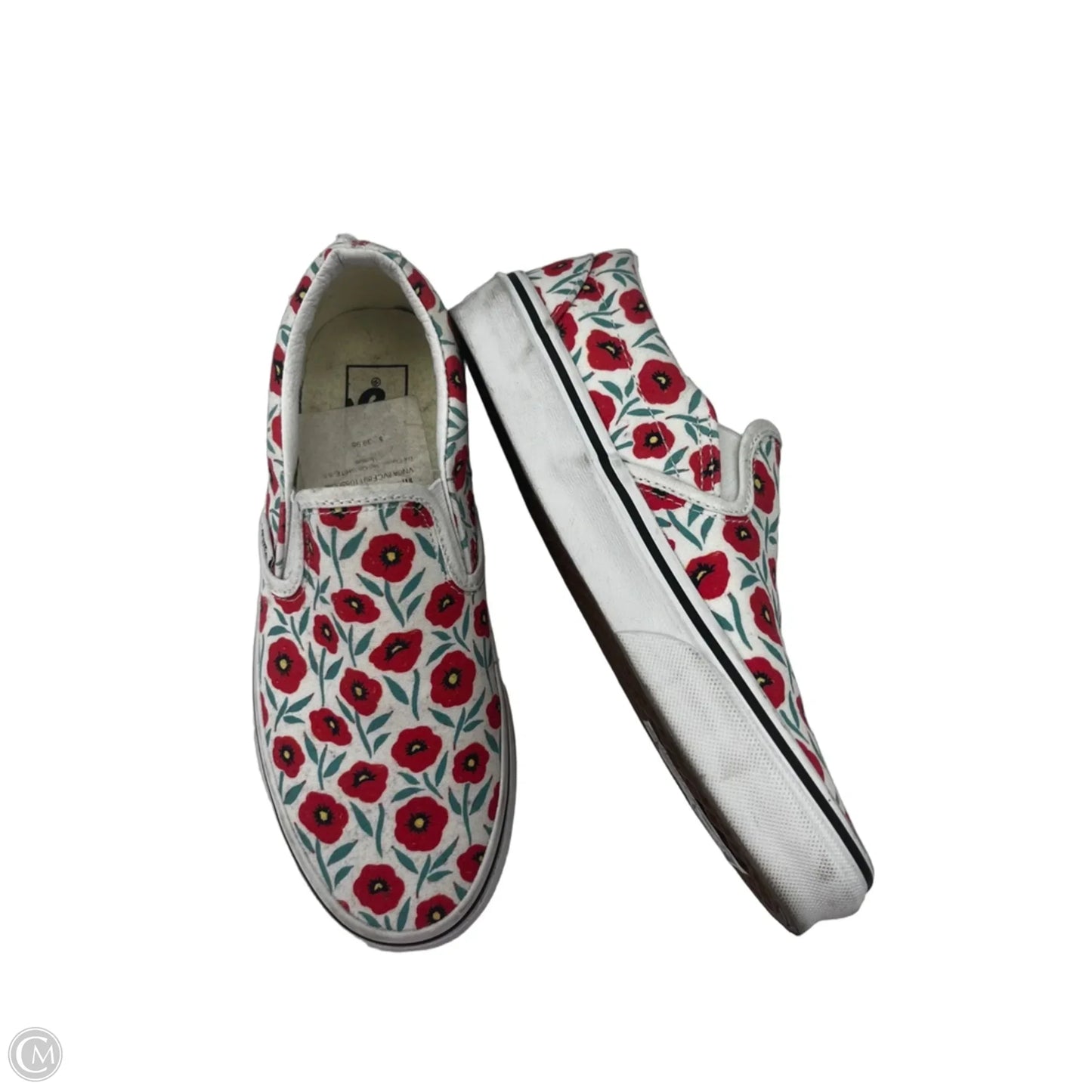 Shoes Flats By Vans In Red & White, Size: 7
