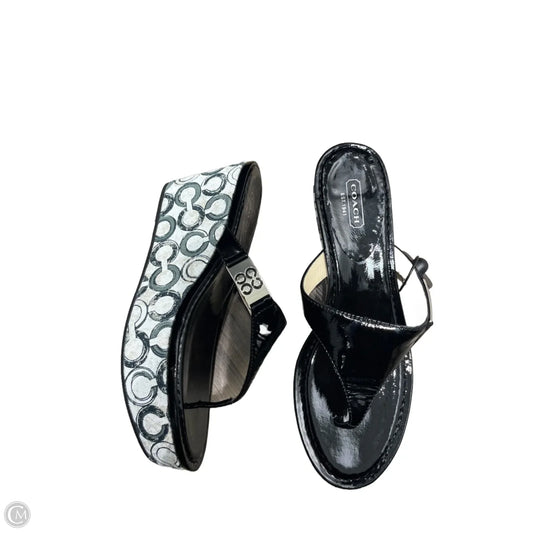 Sandals Designer By Coach In Black & White, Size: 10