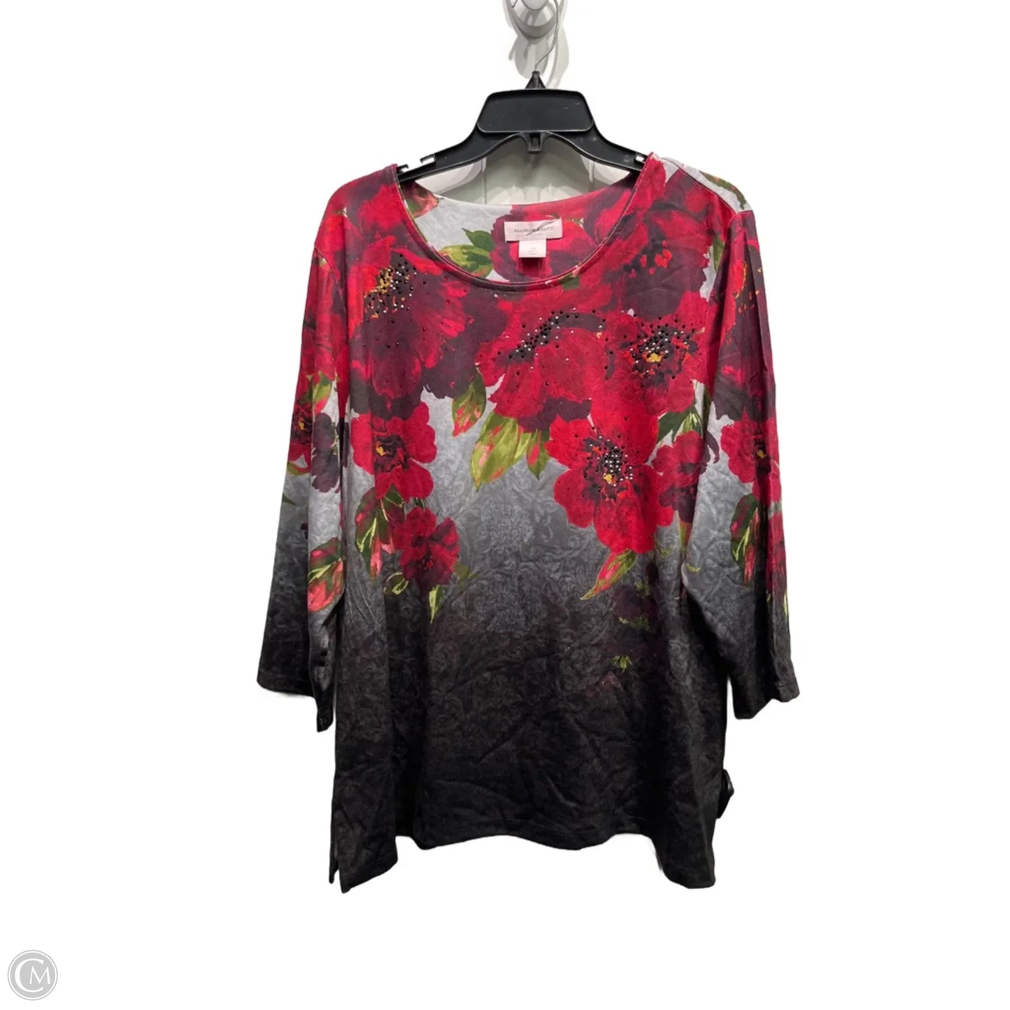 Top Long Sleeve By Allison Daley In Black & Red, Size: 1x