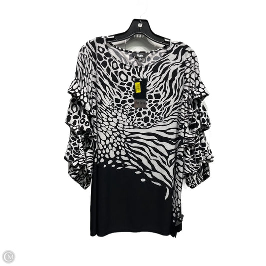 Top 3/4 Sleeve By slim factor In Black & White, Size: 1x
