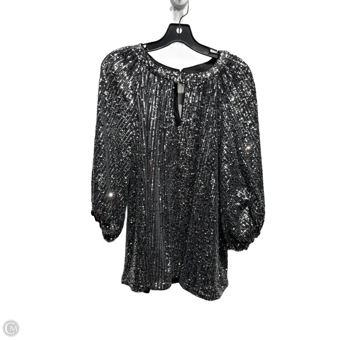Blouse 3/4 Sleeve By Vince Camuto In Black & Silver, Size: 1x