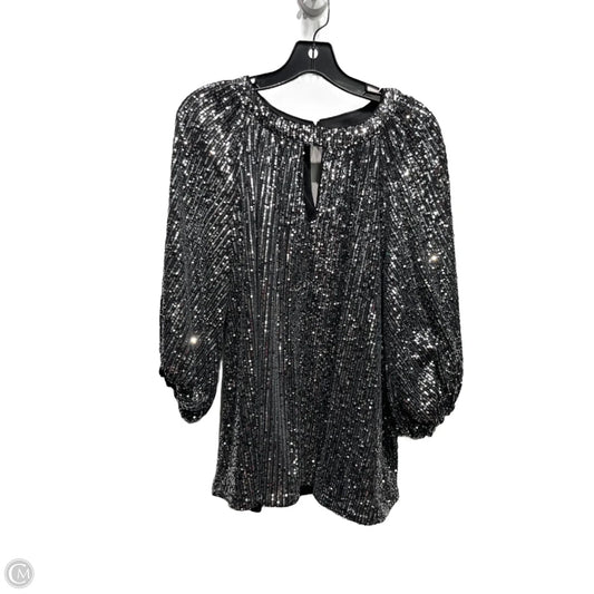Blouse 3/4 Sleeve By Vince Camuto In Black & Silver, Size: 1x