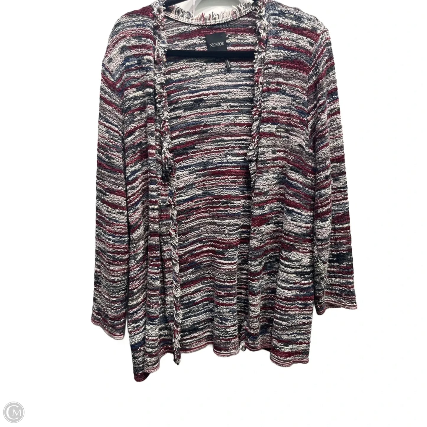 Sweater Cardigan By Nic + Zoe In Grey & Red, Size: 1x