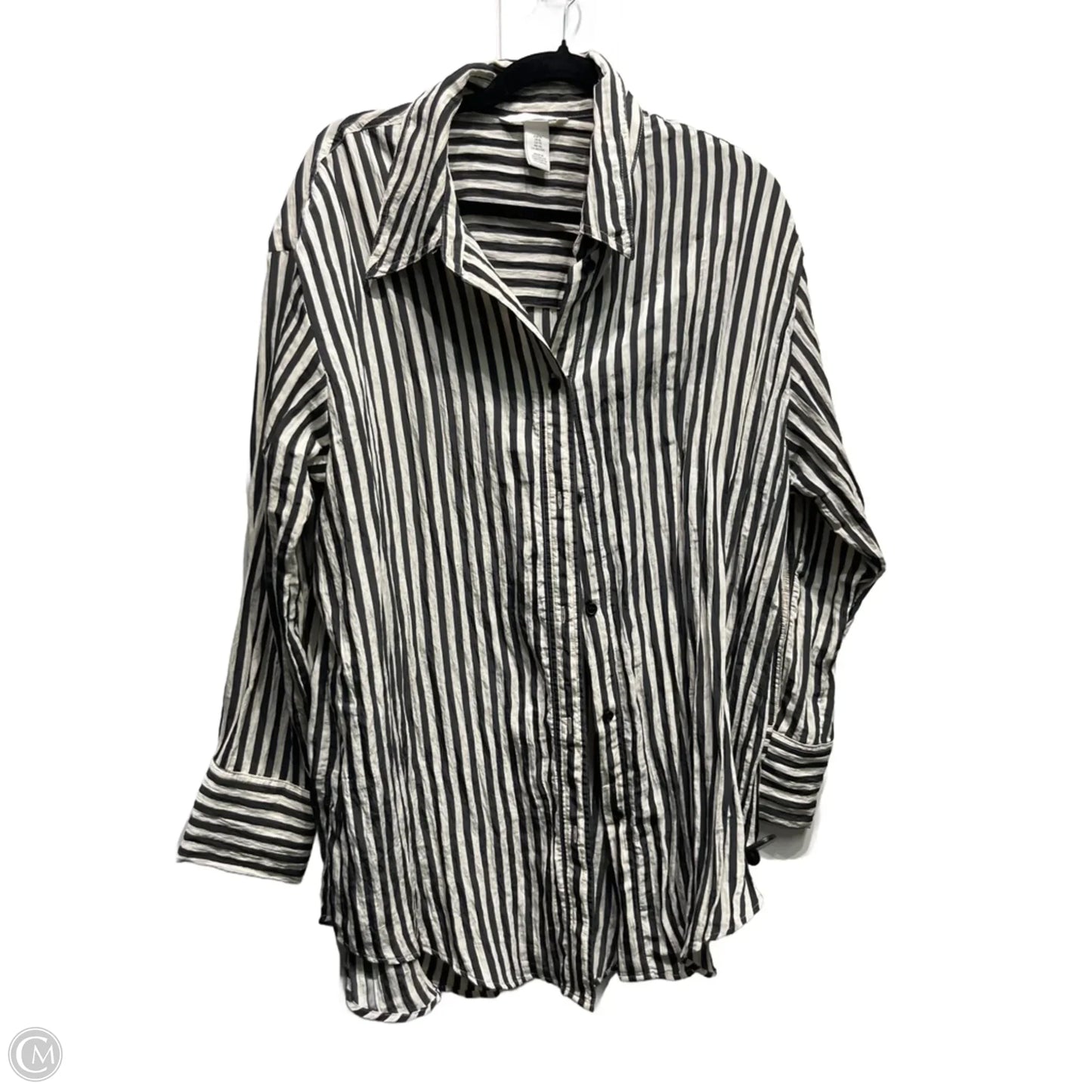 Top Long Sleeve By H&m In Grey & White, Size: Xl