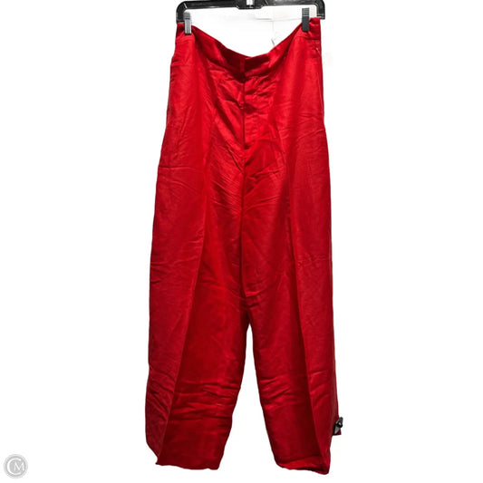 Pants Linen By Zara In Red, Size: Xl