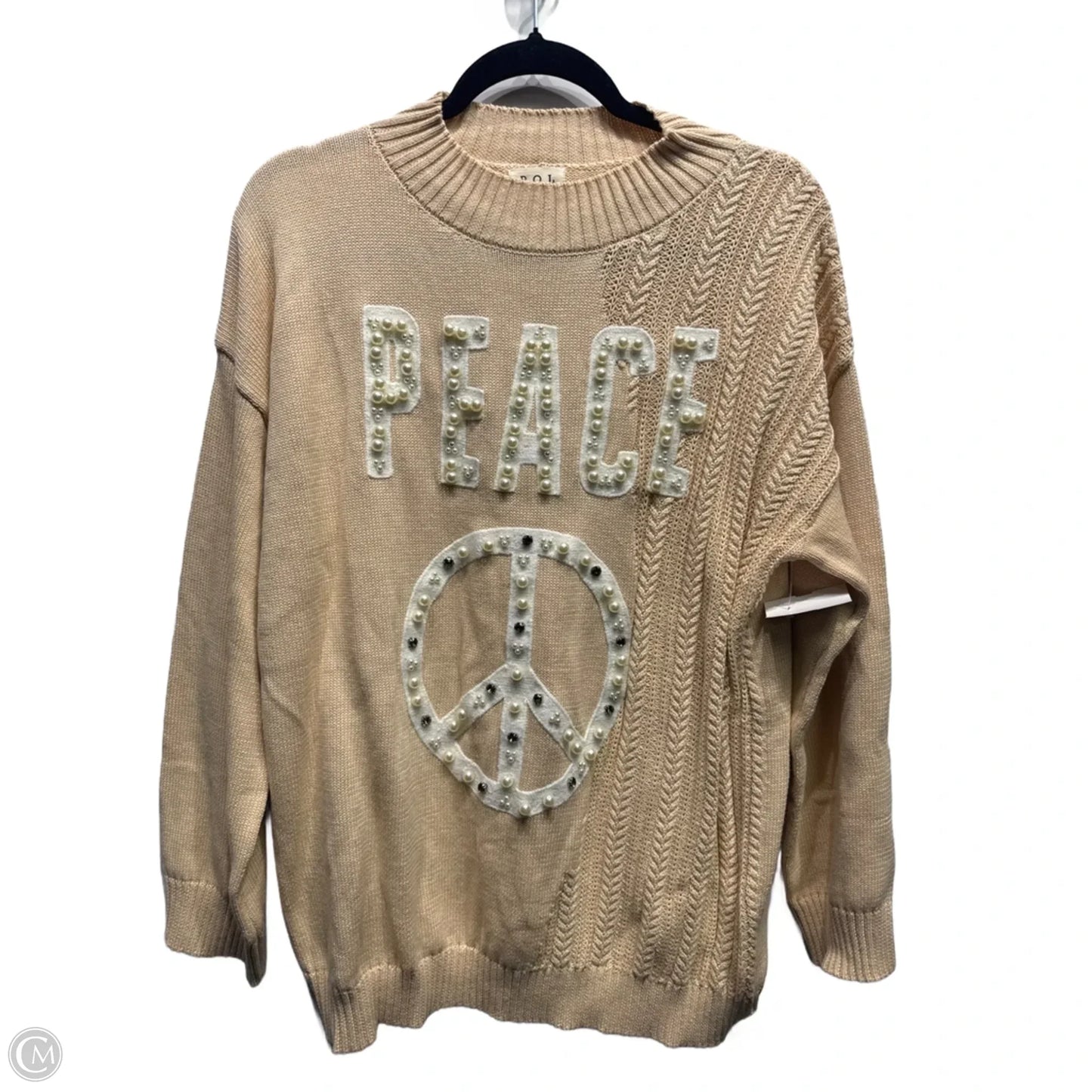 Sweater By Pol In Tan & White, Size: S