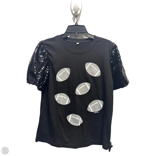 Top Short Sleeve By Amazon Essentials In Black & Silver, Size: M