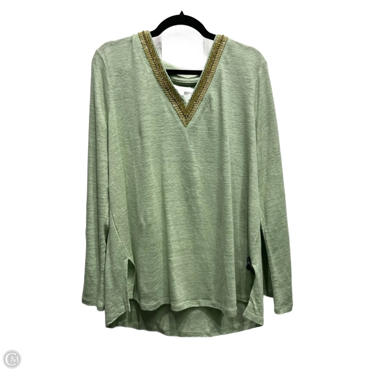 Top Long Sleeve By Chicos In Green, Size: Xl