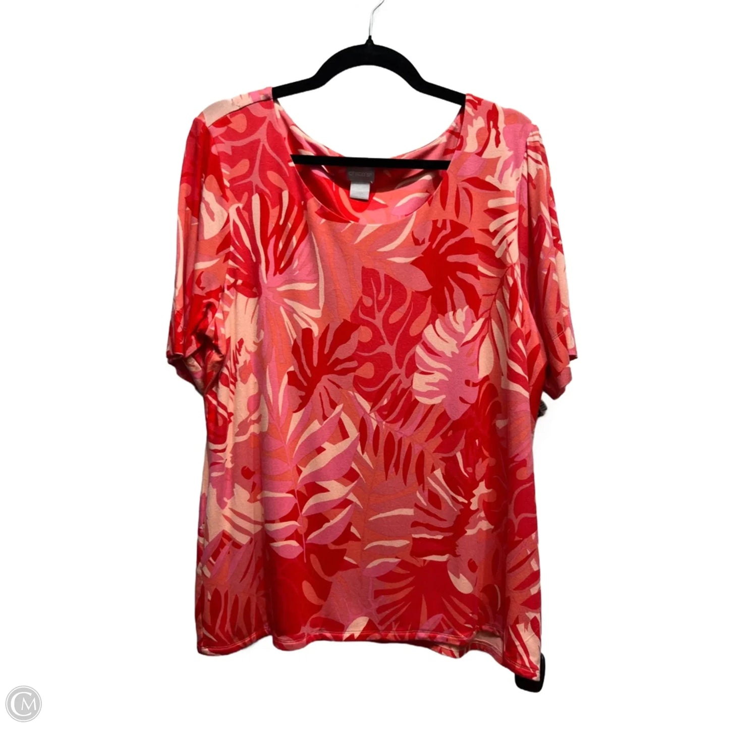 Top Short Sleeve By Chicos In Pink & Red, Size: Xl
