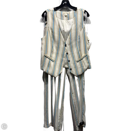 Pants Set 2pc By Faith And Joy In Blue & Tan, Size: L