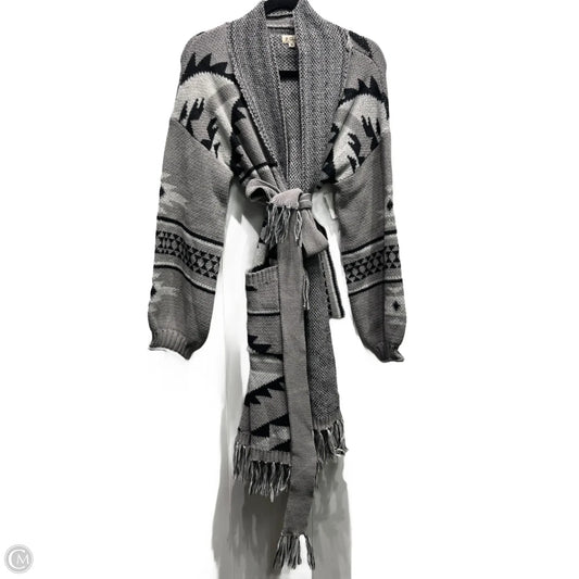 Sweater Cardigan By Pol In Black & Grey, Size: S