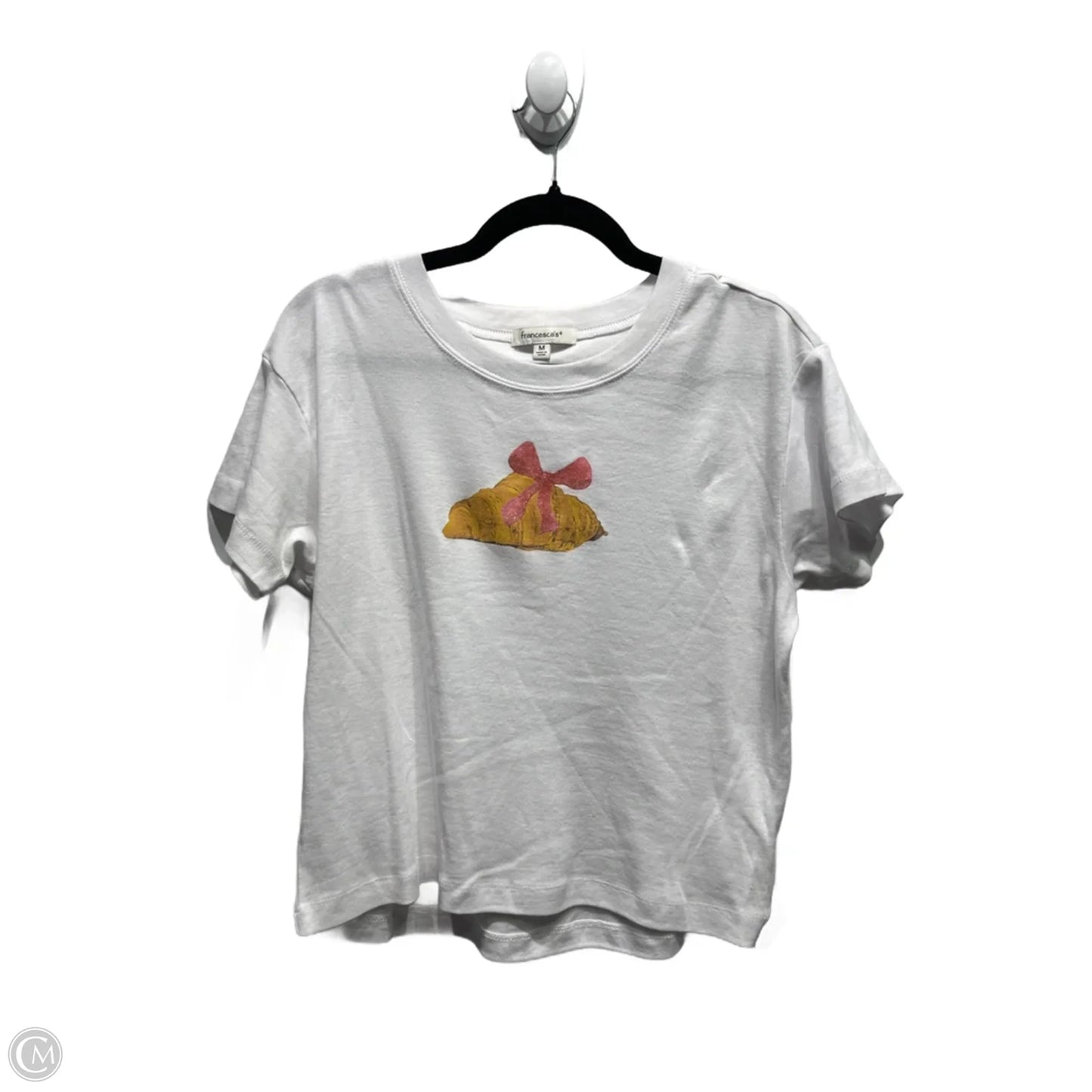 Top Short Sleeve By Francesca's In Pink & White, Size: M