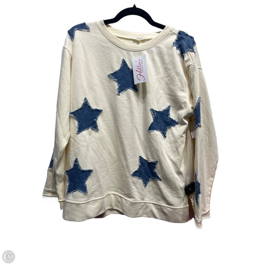 Top Long Sleeve By Jodifl In Blue & Cream, Size: S