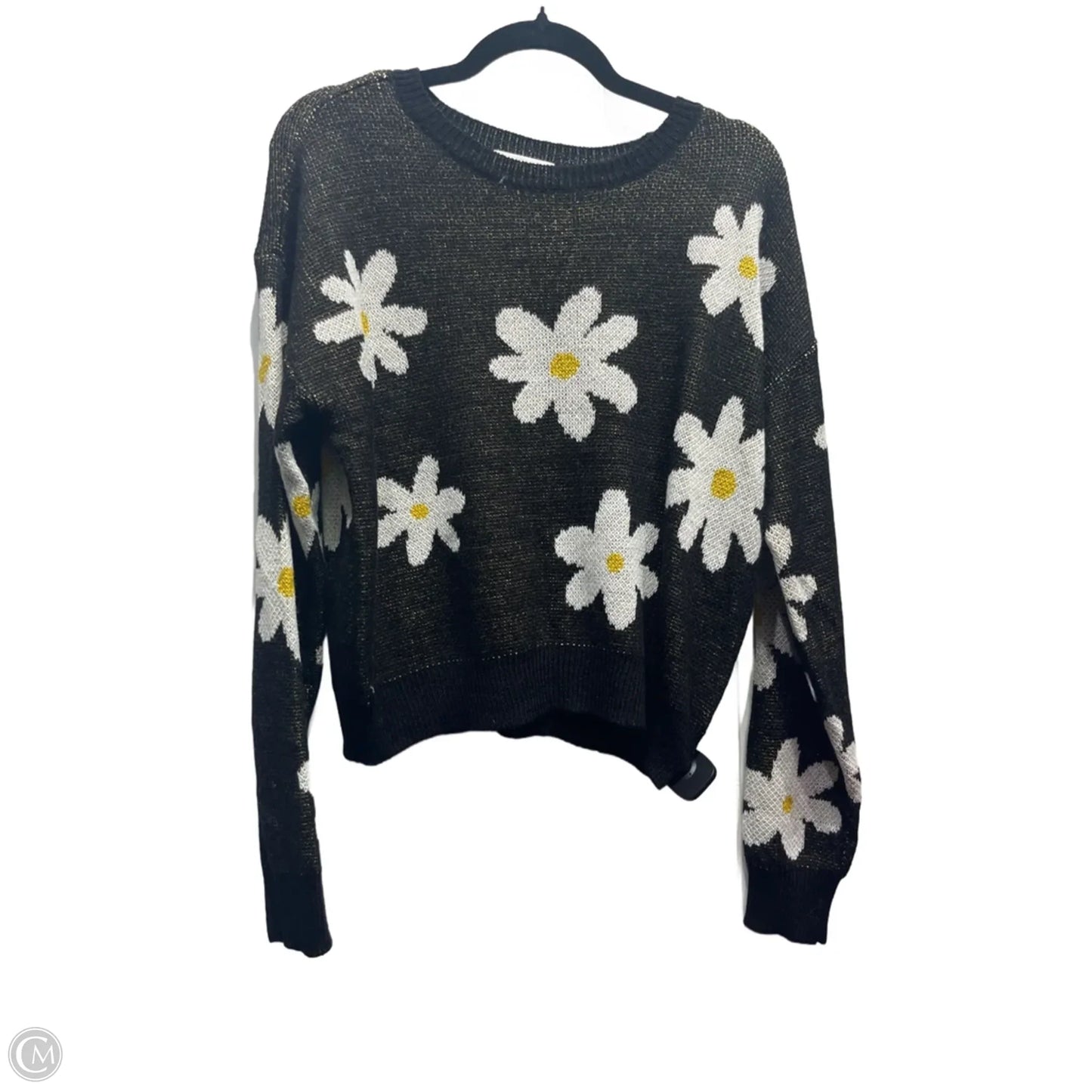 Sweater By Active Usa In Black & Yellow, Size: L