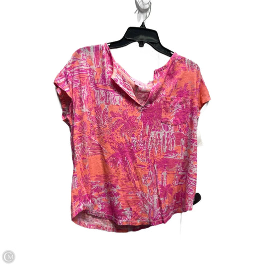 Top Short Sleeve Designer By Lilly Pulitzer In Orange & Pink, Size: M