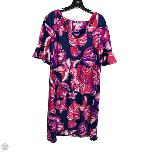 Dress Casual Short By Aryeh In Blue & Pink, Size: Xl