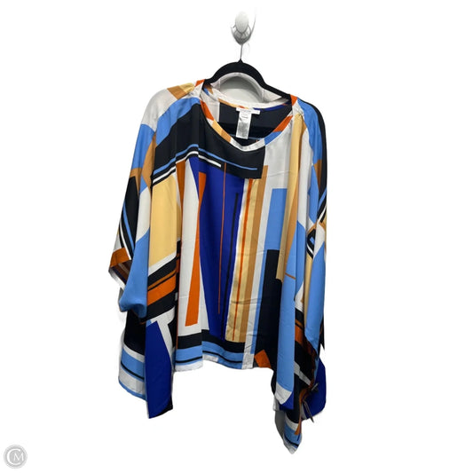 Blouse Short Sleeve By Chicos In Blue & Orange, Size: Xl
