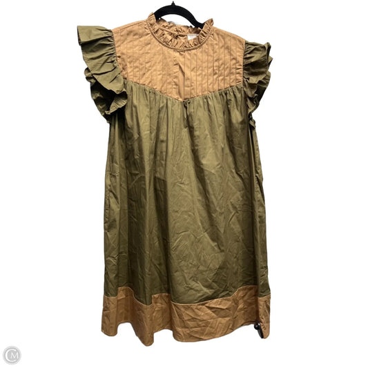 Dress Casual Short By Flying Tomato In Green & Tan, Size: L