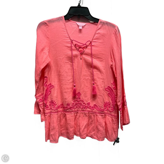 Top Long Sleeve Designer By Lilly Pulitzer In Coral, Size: Xs