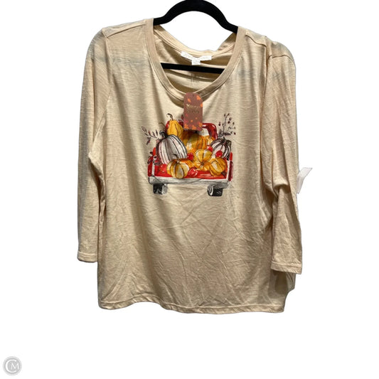 Top Long Sleeve By magical season In Orange & Tan, Size: Xl