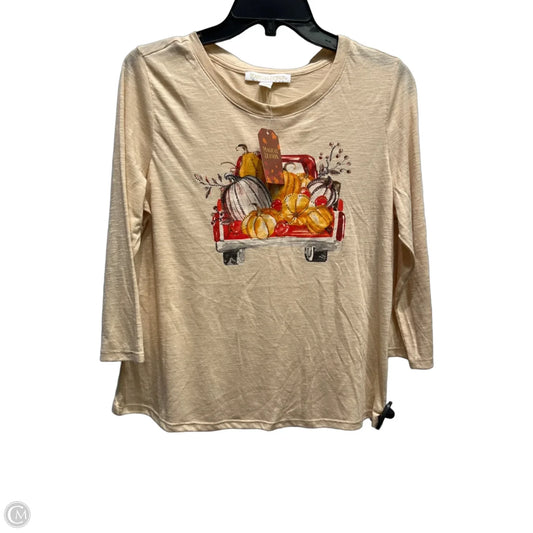 Top Long Sleeve By magical season In Orange & Tan, Size: M