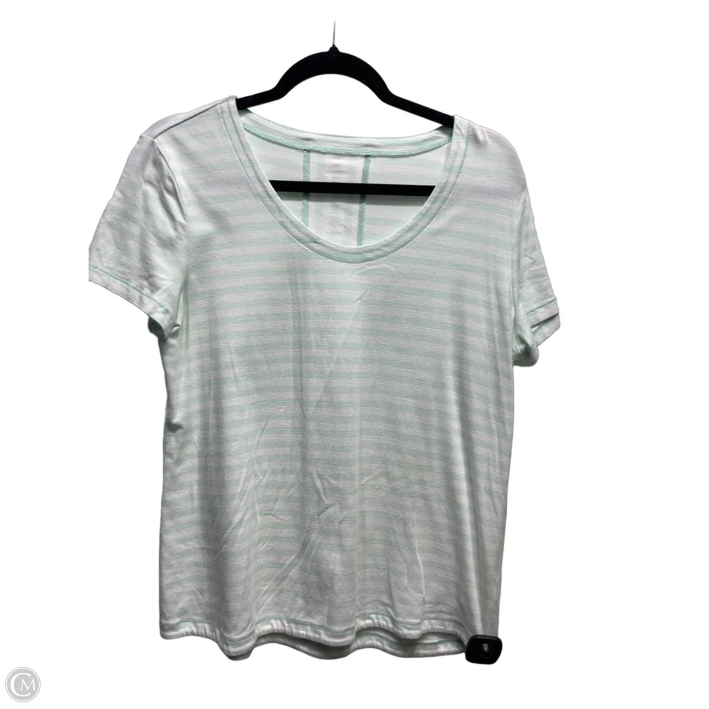 Top Short Sleeve By Talbots In Green & White, Size: L